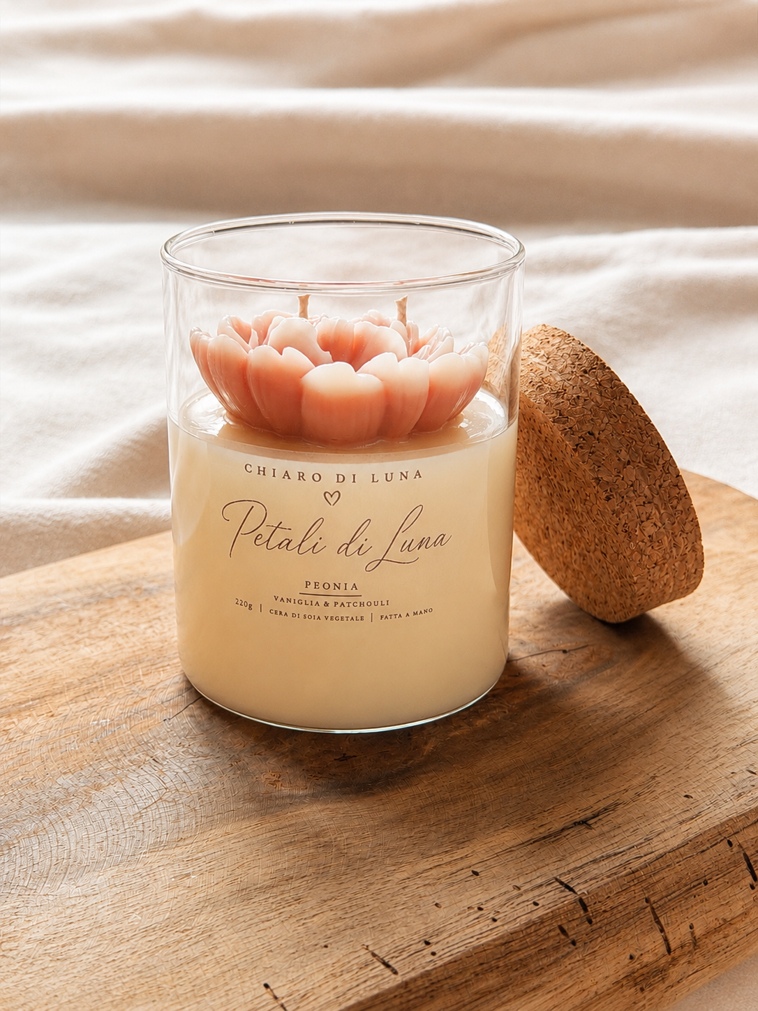Petali di Luna – Candela Artigianale con Peonia