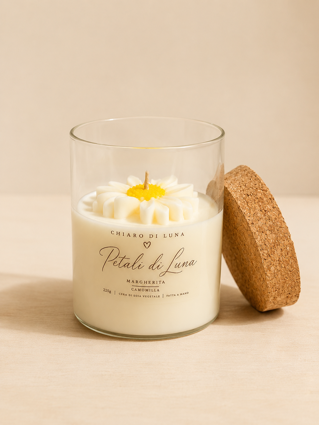 Petali di Luna – Candela artigianale con margherita