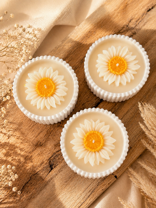 Incanto di Luna – Candela artigianale in polvere ceramica con girasole