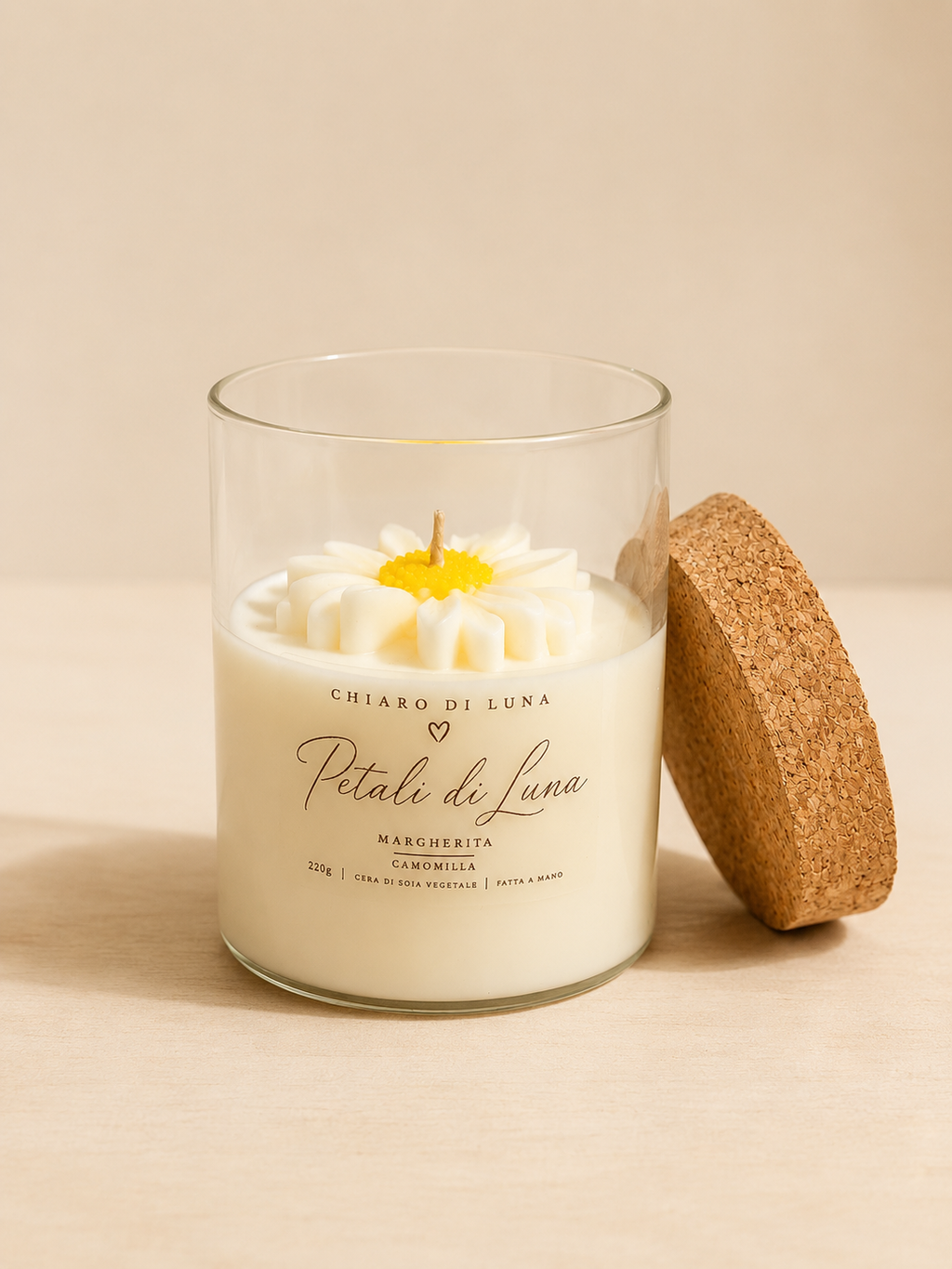 Petali di Luna – Candela artigianale con Margherita